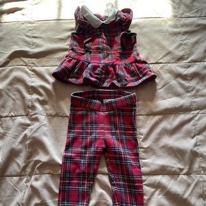 Janie and Jack Holiday Plaid Outfit 12-18 months